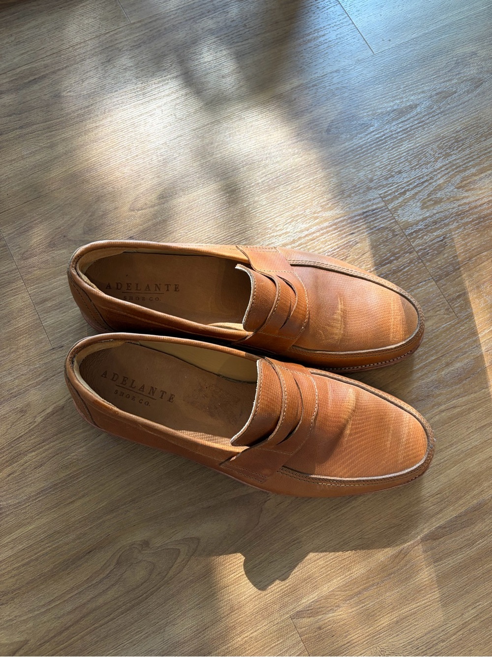 Adelante Tan Leather Penny Loafers for Men